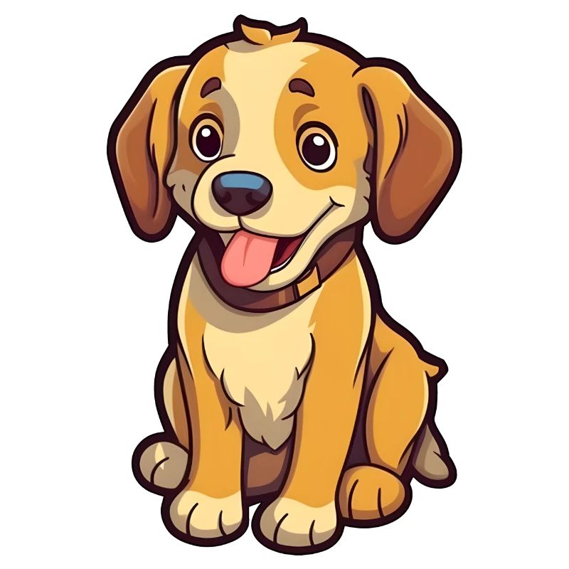 Small, cute dog "Bailey" in comic style