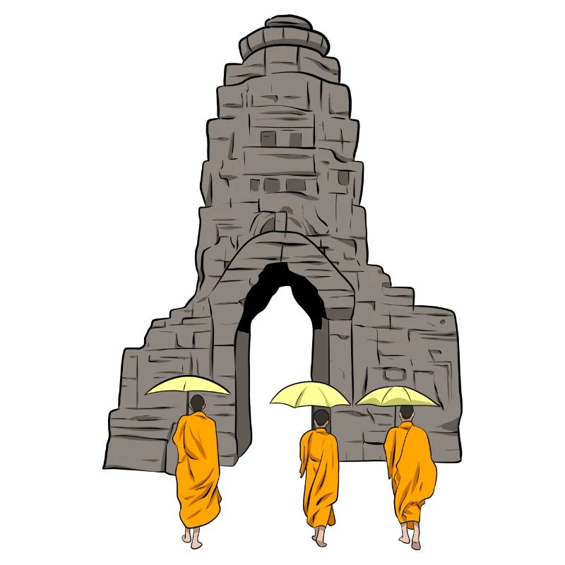 Cambodge Temple Khmer Moine Drapeau I Cadeau
