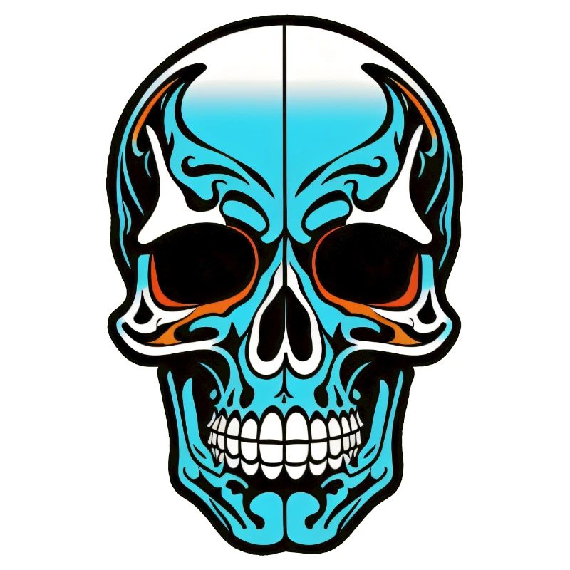 Skull Head Blue Design