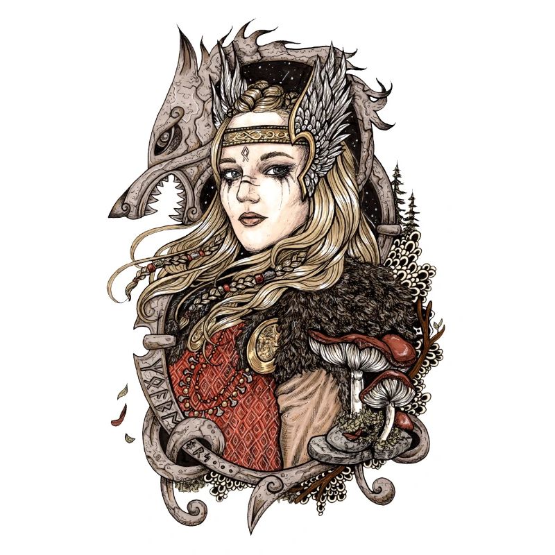 Valkyrie with a wolf