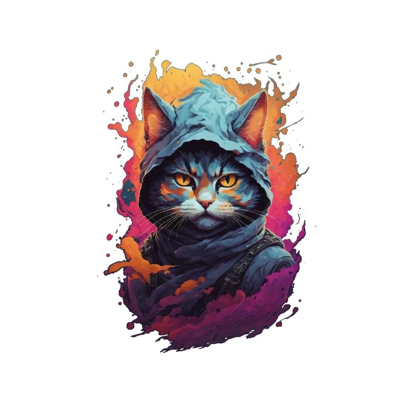 Feuriger Katzenkrieger: Detaillierte Ninja-Katze