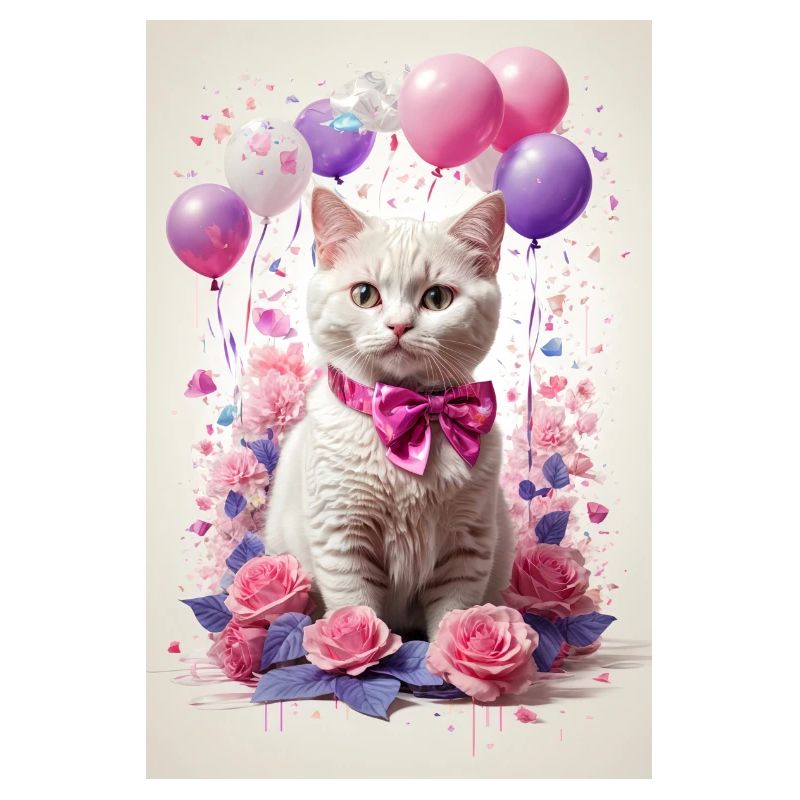 Beau chat blsmco avec des roses roses