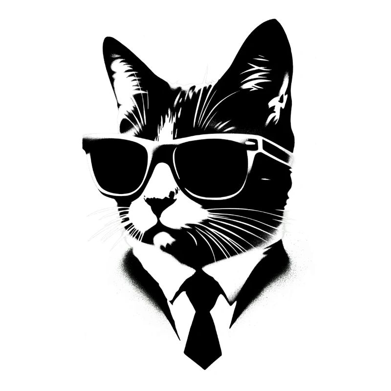 Chat cool avec lunettes de soleil Mr Black Cool Cat
