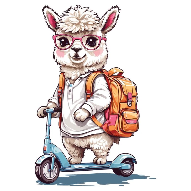 Süßes Alpaka Schüler Roller Schulweg Design