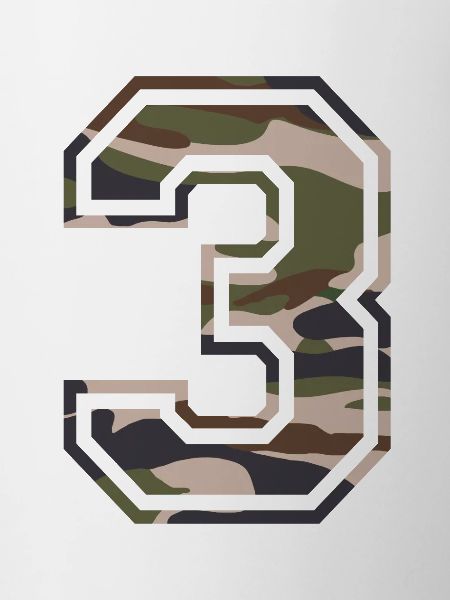 Number 3, camouflage-brown-green, customisable