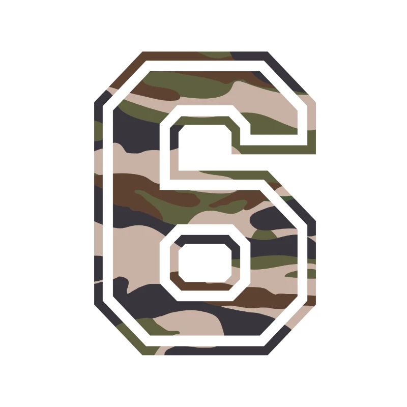 Numéro 6, camouflage-brun-vert, personnalisable
