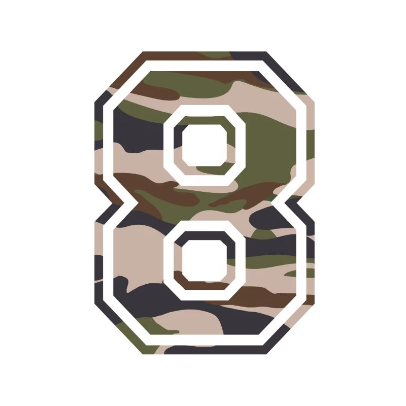 Numéro 8, camouflage-brun-vert, personnalisable