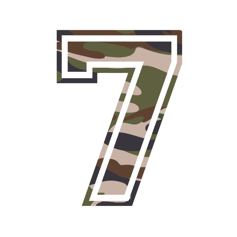 Numéro 7, camouflage-brun-vert, personnalisable