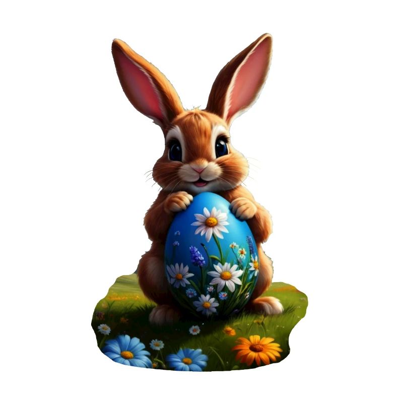 Lapin de Pâques avec oeuf, ovale