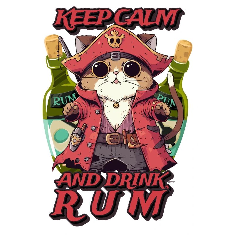Cats, pirate, stay calm, drink rum