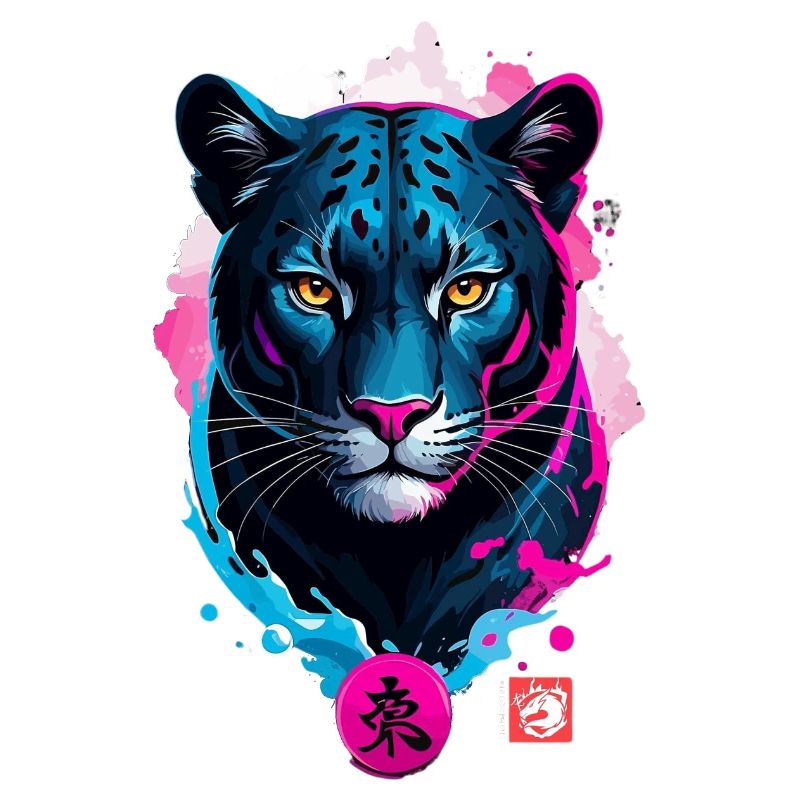 Panthère rêve rose bleu