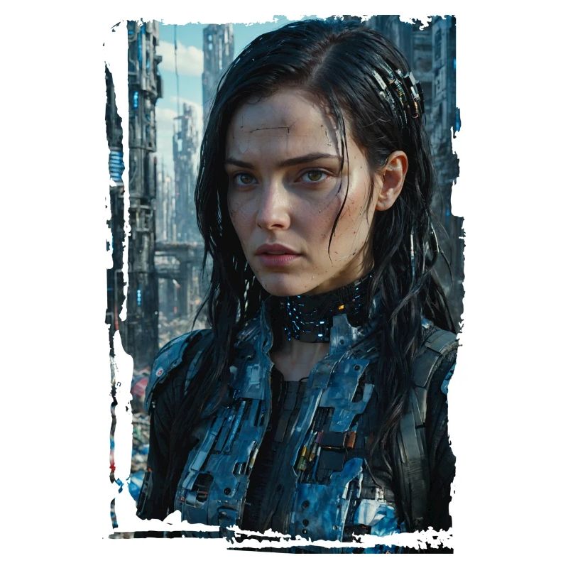 Porträt eines Sci-Fi-Cyberpunk-Mädchens