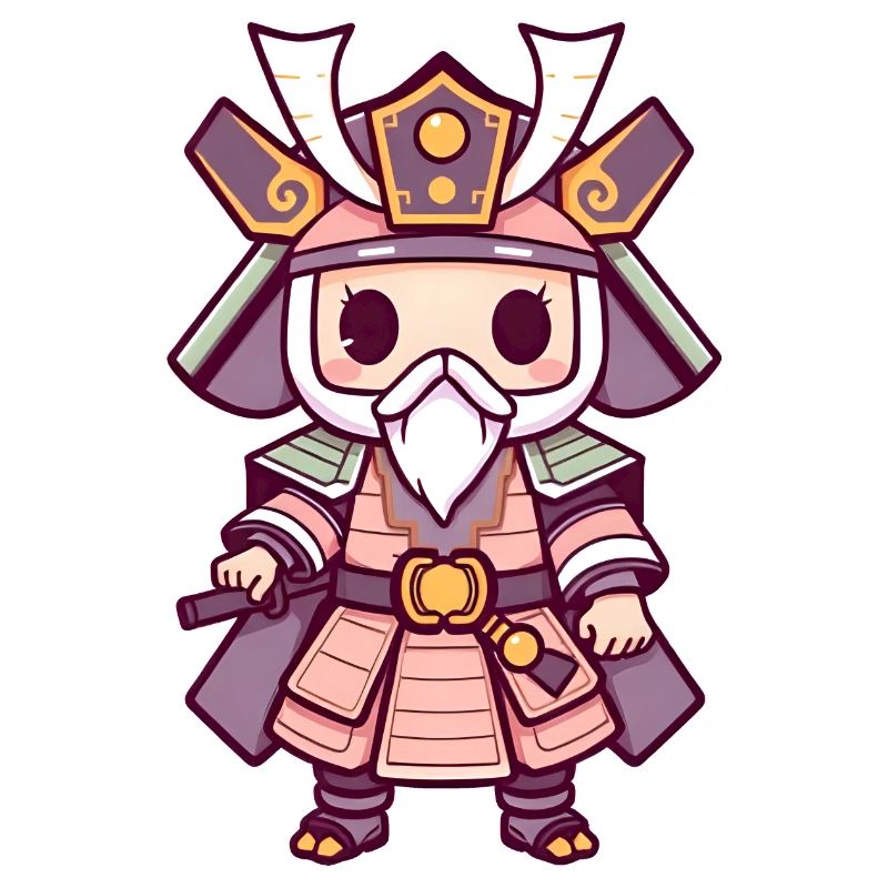 Weiser Samurai in königlicher rosa Rüstung