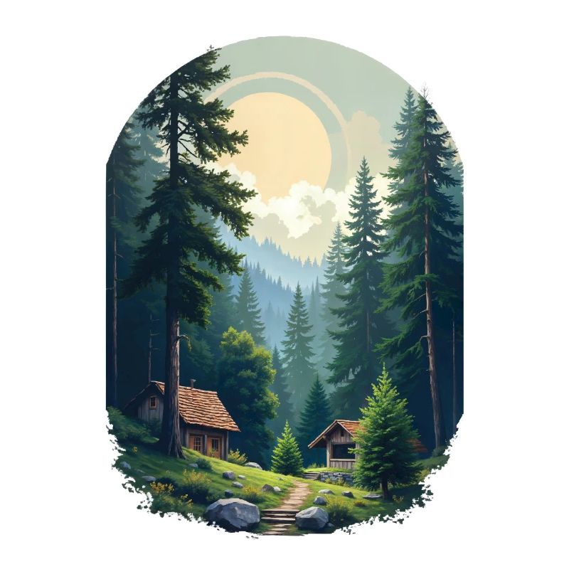 Cabane pixélisée dans les bois