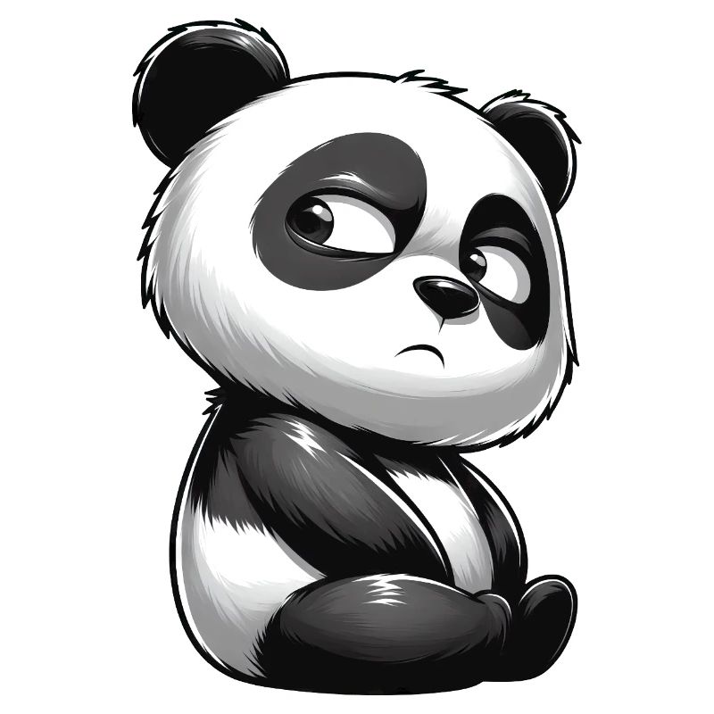 Skeptical Panda Cartoon Cute Doubt