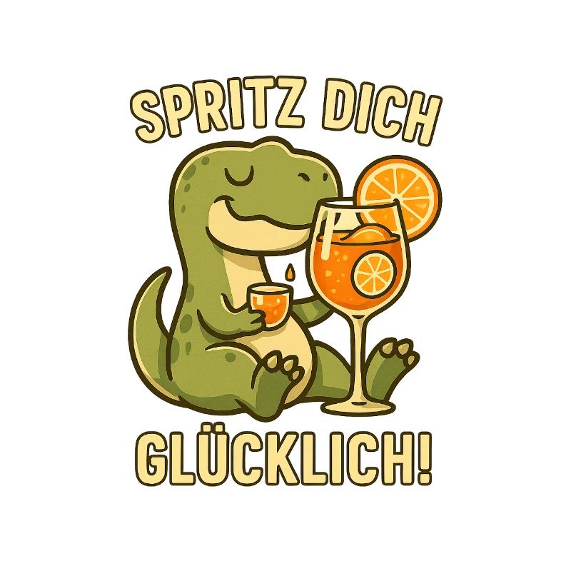 Spritz dich glücklich – Lustiger Dino mit Drink