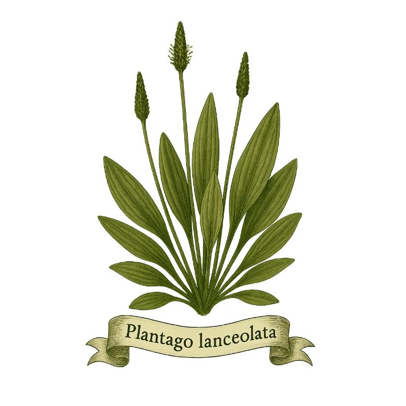 Plantago lanceolata Botanical Wild Herb Design