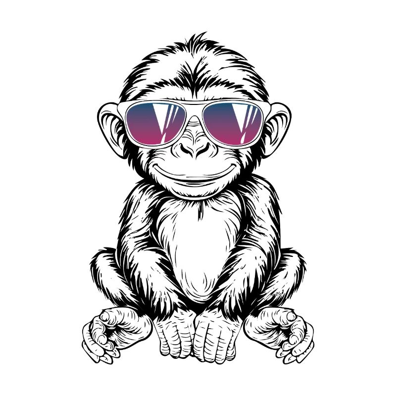 Bébé singe bonobo avec lunettes de 🐵 soleil