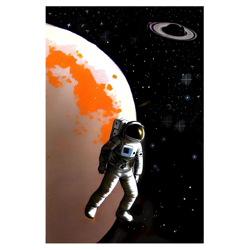 astronaut vor pklanet orange