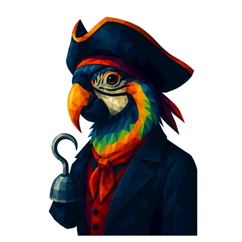 WPAP Style - Perroquet Pirate avec chapeau de pirate