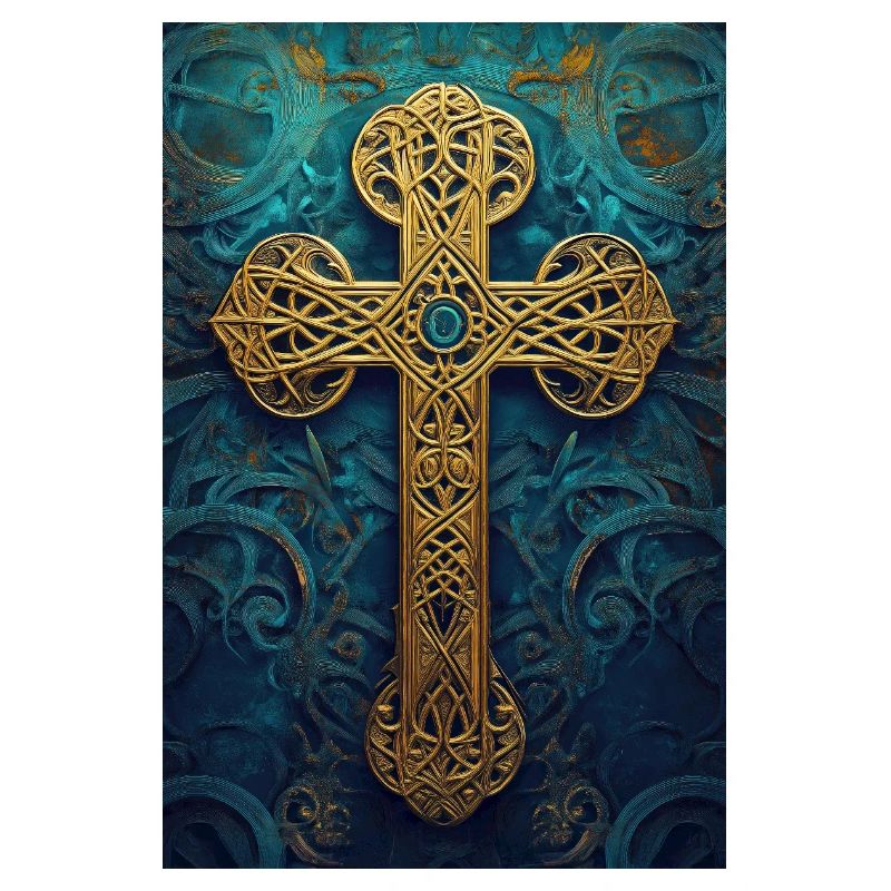 Croix celtique dorée ornée