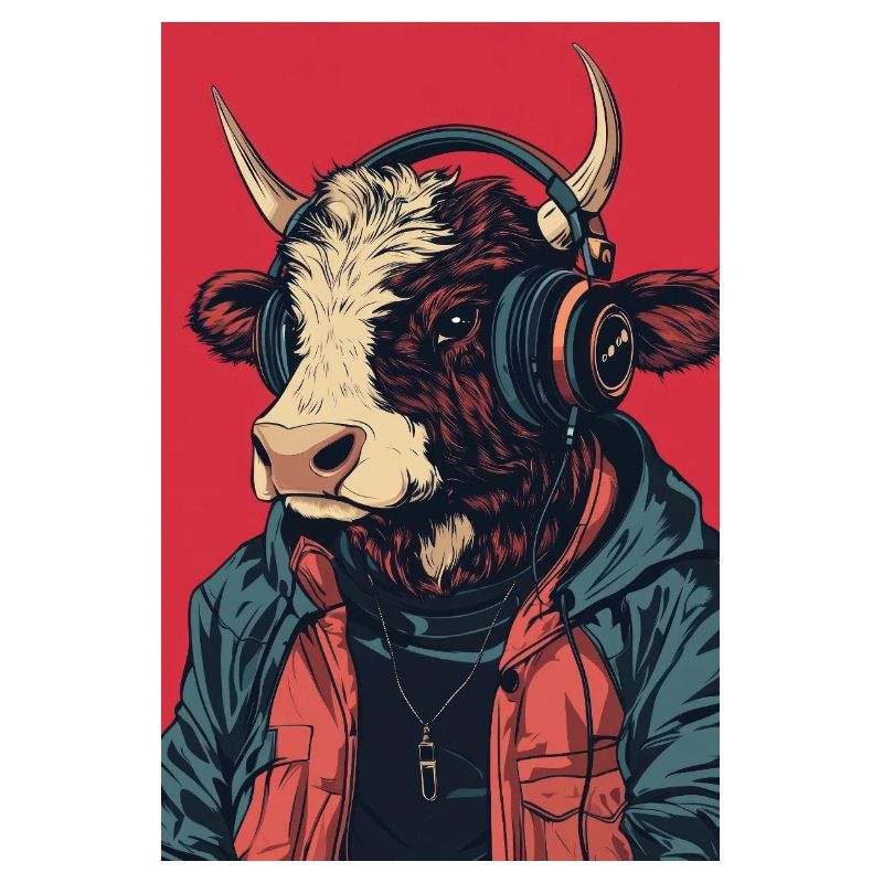 Vache hipster avec casque