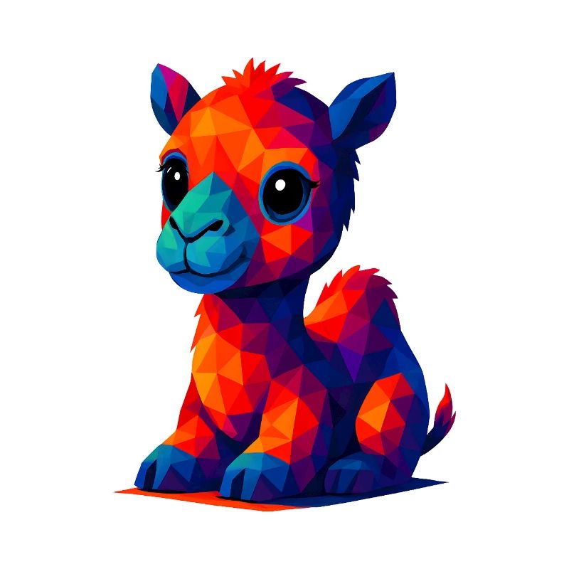 WPAP polygone Kawaii animaux style bébé dromadaire chameau