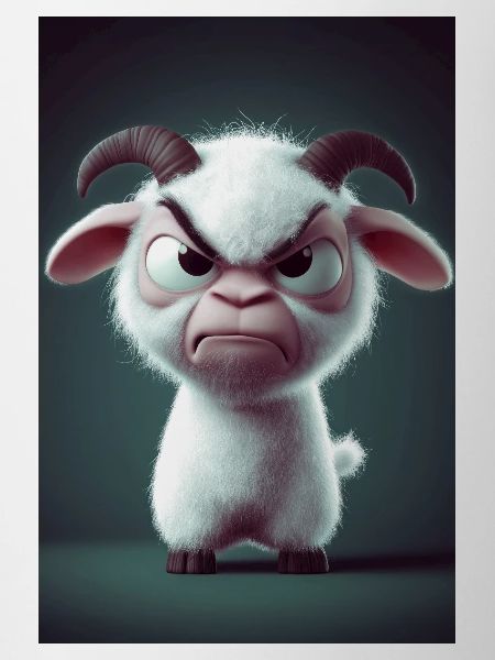 Grumpy Cartoon Goat Stare