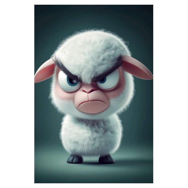 Grumpy Cartoon Sheep Mood
