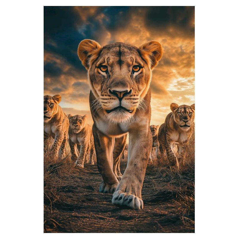 Fearless Lioness Leading the Pride