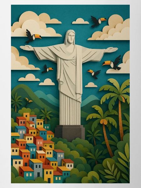 Christus Statue in tropischer Kulisse/Rio 