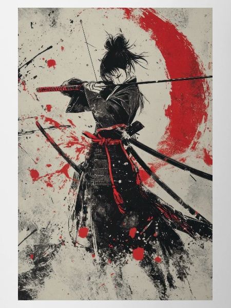 Samurai-Geist in Rot und Schwarz