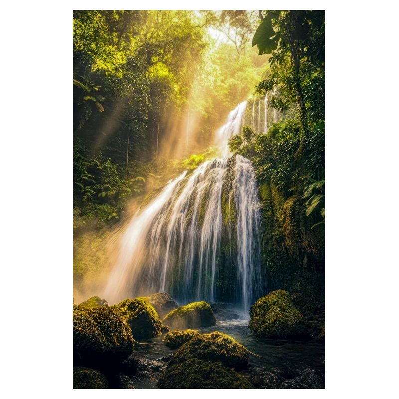 Sunlit Cascade in Rainforest