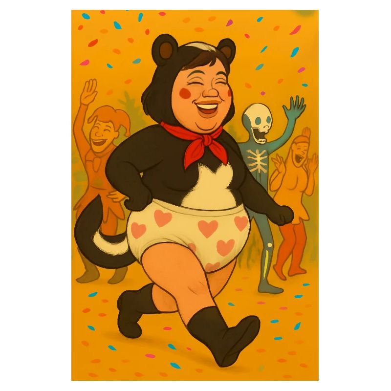 Festive dance with costumed characters