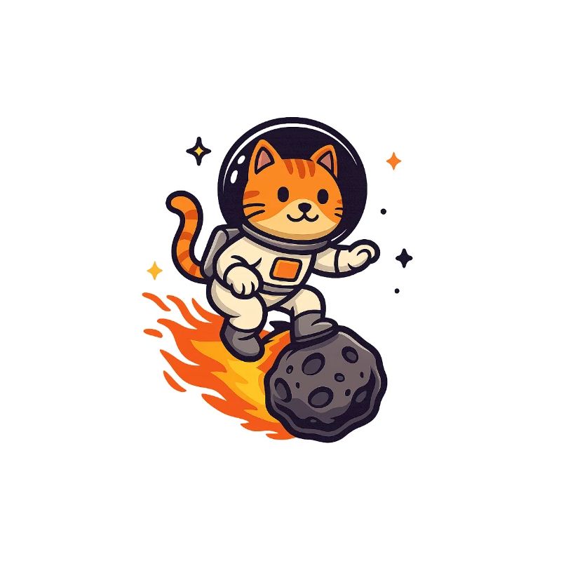 Astro Cat Meteor Rider Kawaii Chat de l’espace
