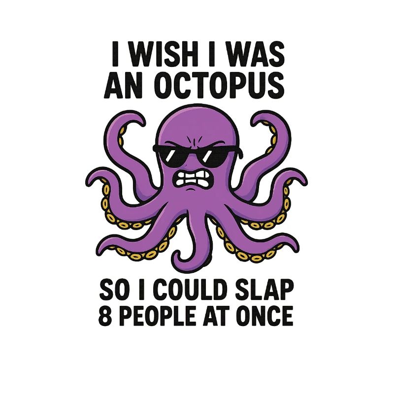 Humorous Octopus Text Print