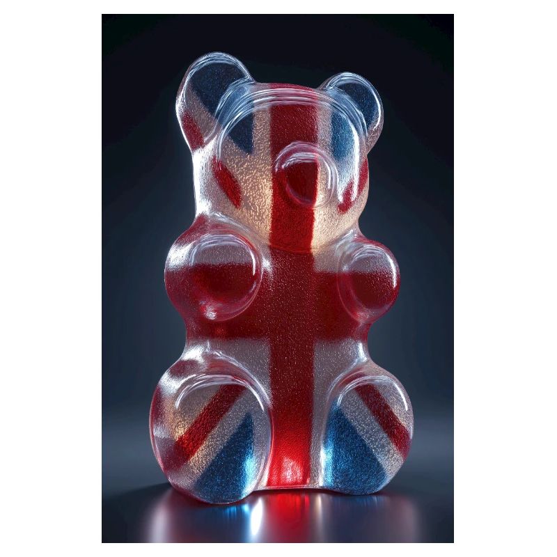 Gummibärchen mit britischer Flagge