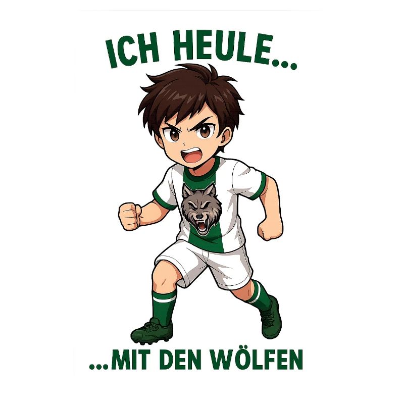 Fighting boy with wolf motif