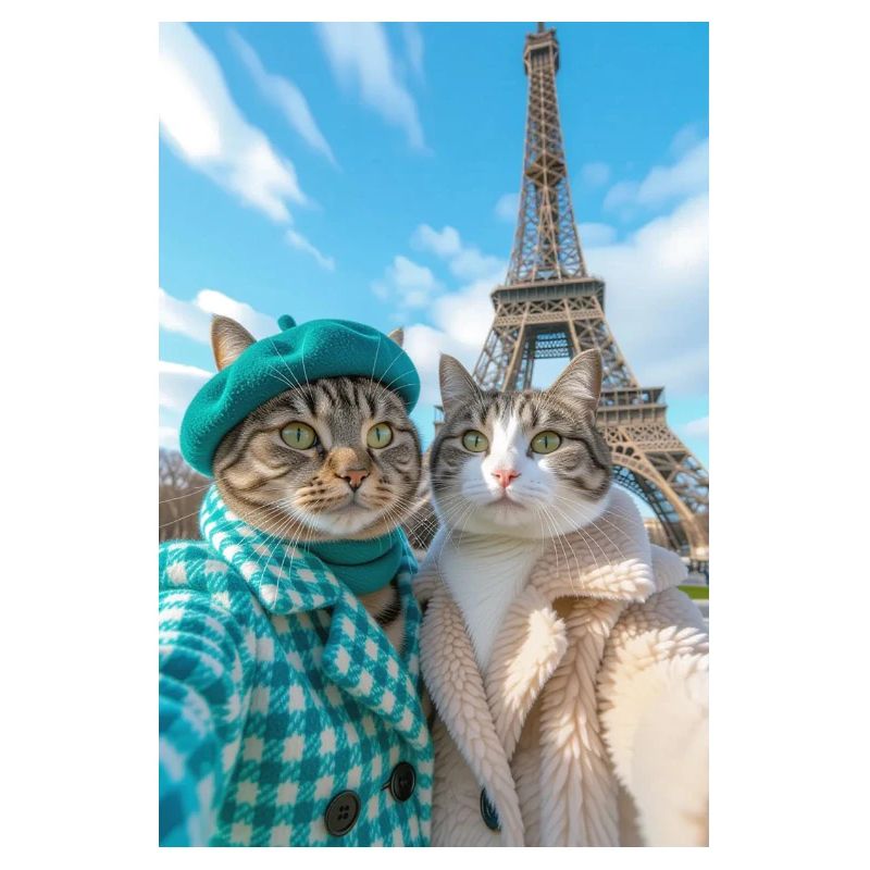 Chats élégants à Paris en hiver