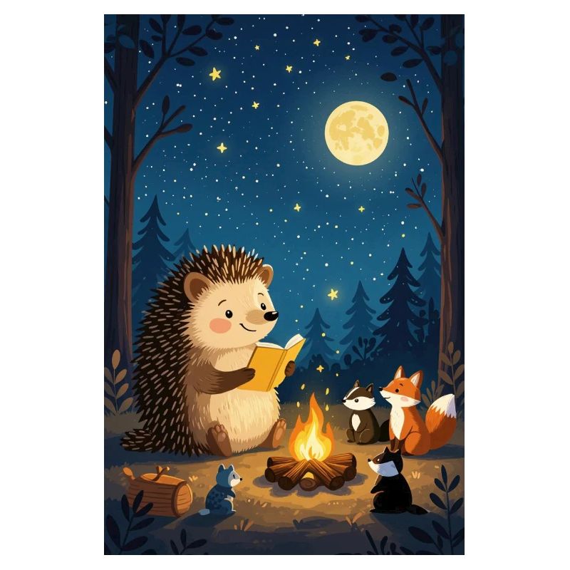 Hérisson conteur sous la lune