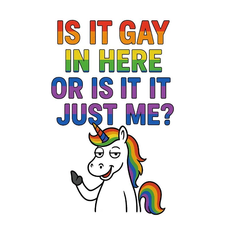 Humorous rainbow bangs with LGBTQ theme