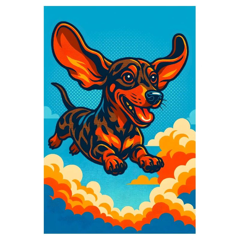 Lebendige fliegende Dackelillustration