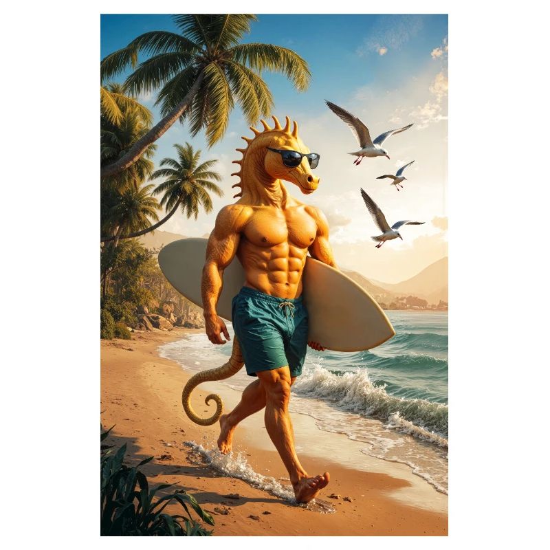 Surfer Humanoides Seepferdchen