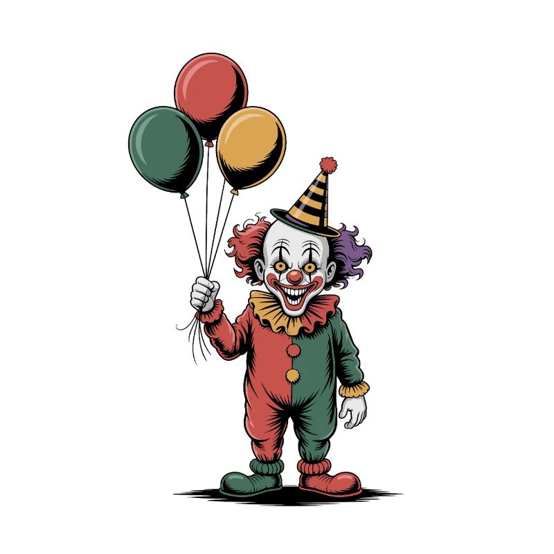 Clown effrayant avec des ballons