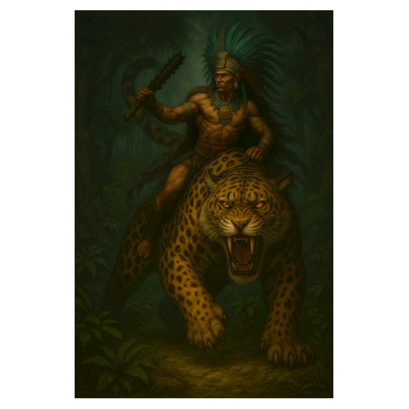 Chaman Apache sur Jaguar dans la Forêt Mystique
