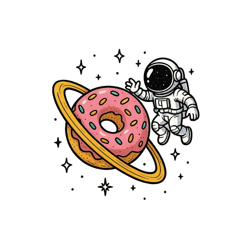 Space Astronaut with Donut Planet
