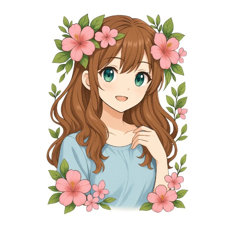 Blütenkranz Anime Mädchen