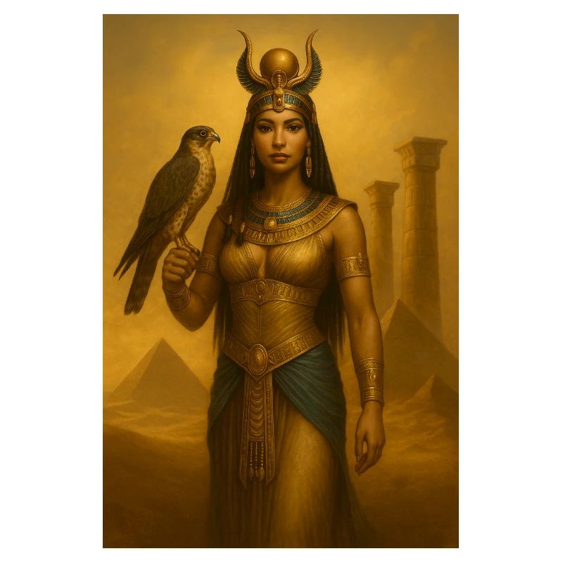 Déesse Égyptienne – Faucon et Pyramides