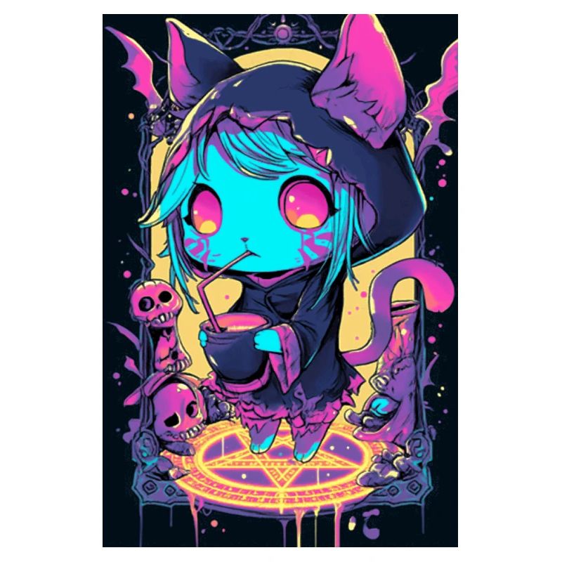 Sweat à capuche Neon Cat Magic | Chat punk