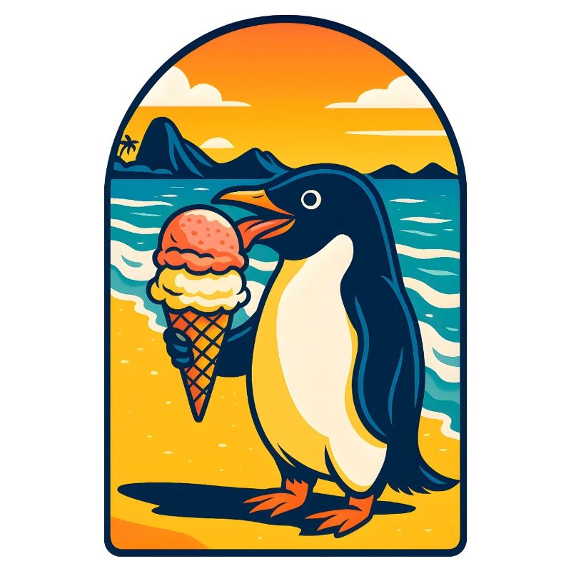 Pinguin-Eiscreme Sonnenuntergang